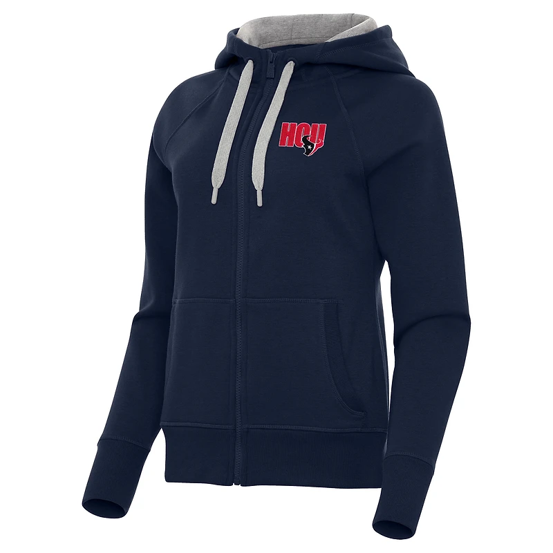 Women's Antigua  Navy Houston Texans Victory Full-Zip Hoodie