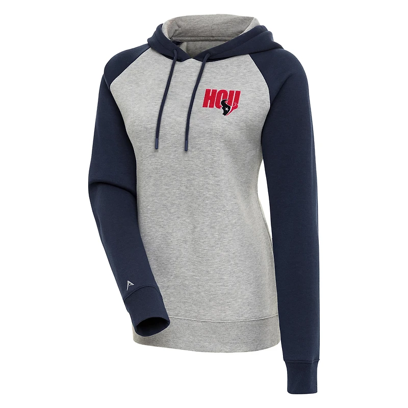 Women's Antigua  Heather Gray Houston Texans Victory Pullover Hoodie