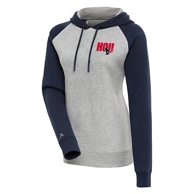 Women's Antigua  Heather Gray Houston Texans Victory Pullover Hoodie