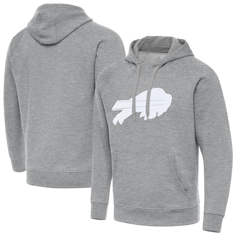 Men's Antigua Heather Gray Buffalo Bills Victory Pullover Hoodie