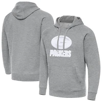 Men's Antigua Heather Gray Green Bay Packers Victory Pullover Hoodie