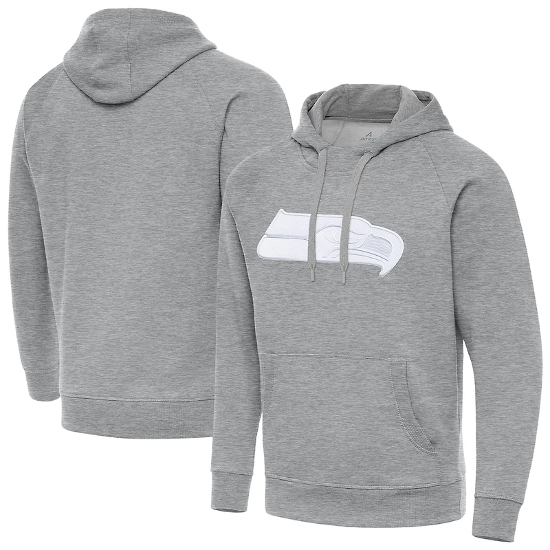 Men's Antigua Heather Gray Seattle Seahawks Victory Pullover Hoodie