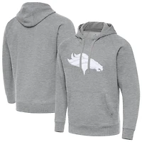 Men's Antigua Heather Gray Denver Broncos Victory Pullover Hoodie
