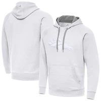 Men's Antigua White Denver Broncos Victory Pullover Hoodie