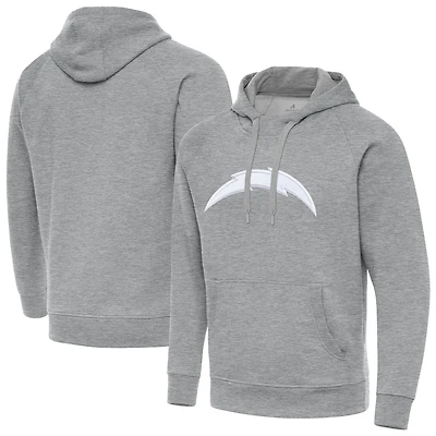 Men's Antigua Heather Gray Los Angeles Chargers Victory Pullover Hoodie