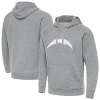 Men's Antigua Heather Gray Los Angeles Chargers Victory Pullover Hoodie