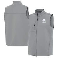 Men's Antigua Gray Cleveland Browns Demand Full-Zip Vest