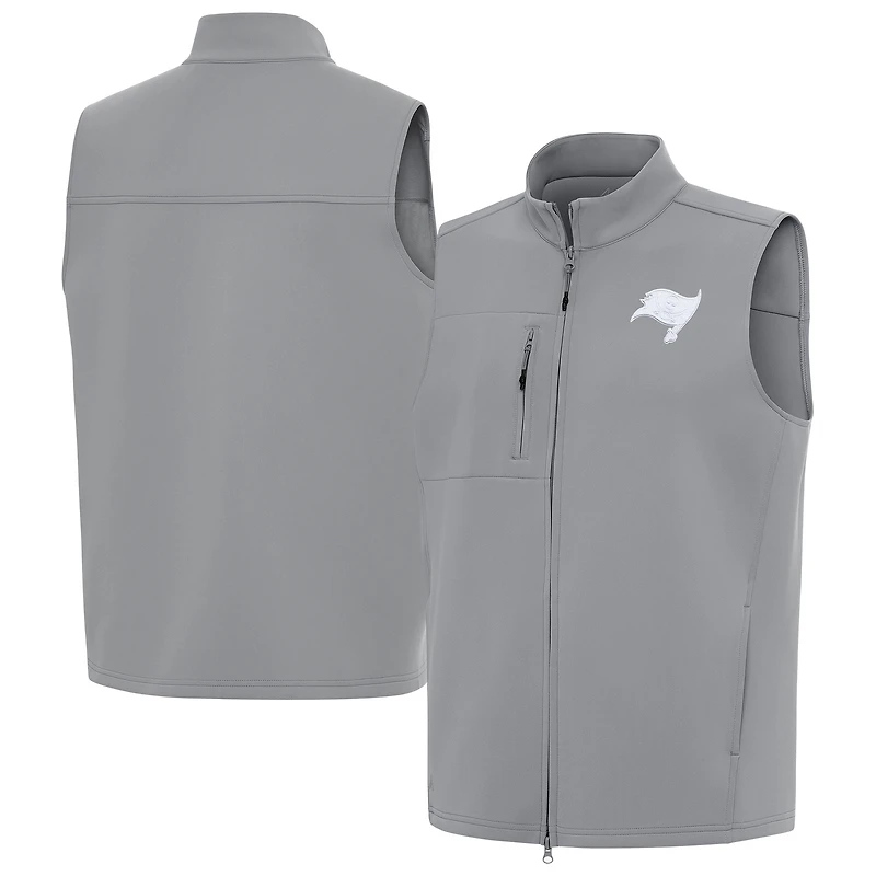 Men's Antigua Gray Tampa Bay Buccaneers Demand Full-Zip Vest