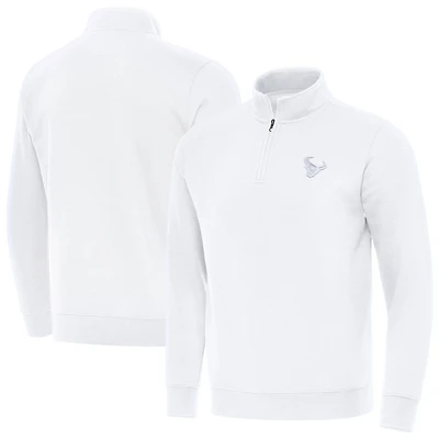 Men's Antigua White Houston Texans Victory Quarter-Zip Top