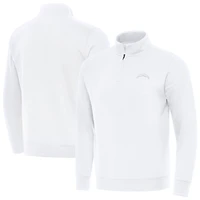 Men's Antigua White Los Angeles Chargers Victory Quarter-Zip Top