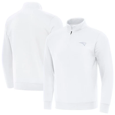 Men's Antigua White New England Patriots Victory Quarter-Zip Top