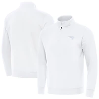 Men's Antigua White New England Patriots Victory Quarter-Zip Top