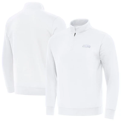 Men's Antigua White Seattle Seahawks Victory Quarter-Zip Top