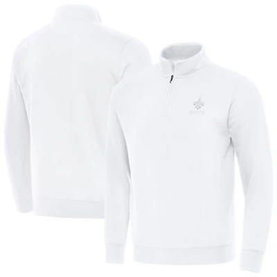 Men's Antigua White New Orleans Saints Victory Quarter-Zip Top