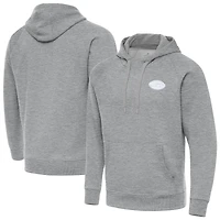 Men's Antigua Heather Gray New York Jets Victory Pullover Hoodie