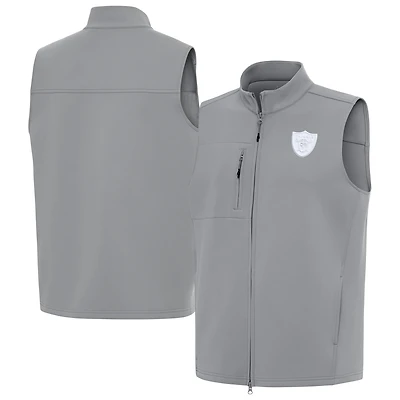 Men's Antigua  Gray Las Vegas Raiders Demand Full-Zip Vest