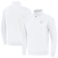 Men's Antigua White Las Vegas Raiders Victory Quarter-Zip Top