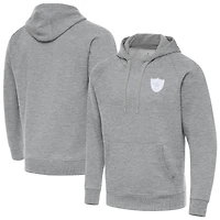 Men's Antigua  Heather Gray Las Vegas Raiders Victory Pullover Hoodie