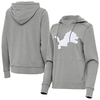 Women's Antigua Heather Gray Detroit Lions Justice Pullover Hoodie