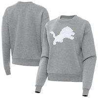 Women's Antigua Heather Gray Detroit Lions Victory Pullover Sweatshirt