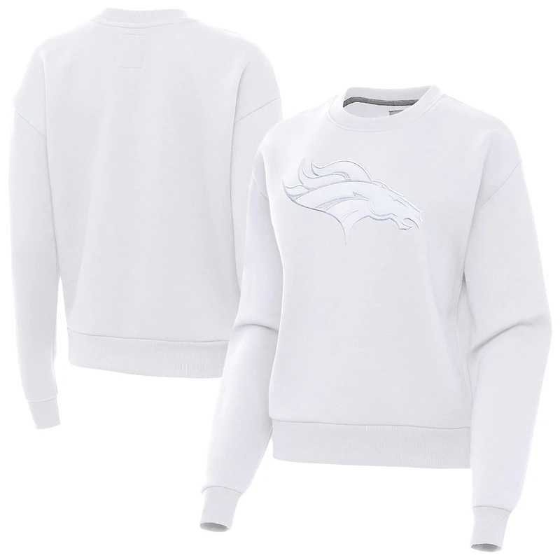 Women's Antigua White Denver Broncos Victory Pullover Sweatshirt