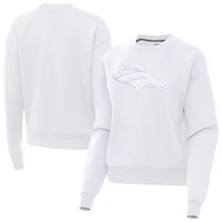 Women's Antigua White Denver Broncos Victory Pullover Sweatshirt