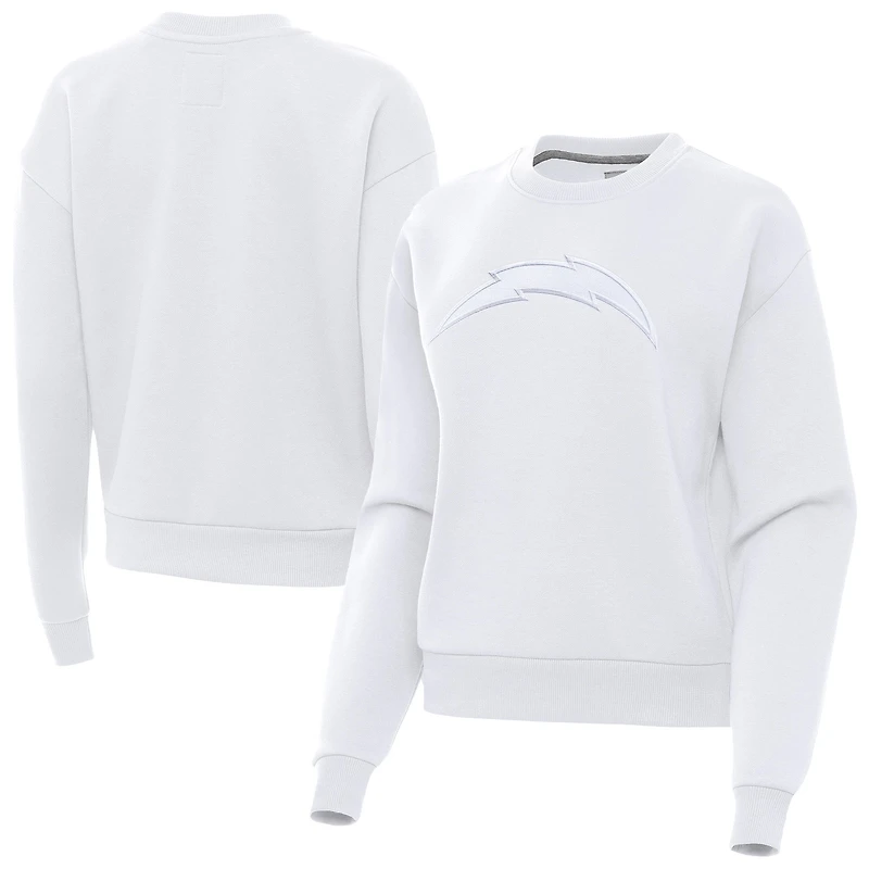 Women's Antigua White Los Angeles Chargers Victory Pullover Sweatshirt
