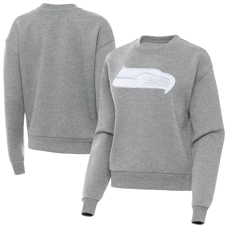 Women's Antigua Heather Gray Seattle Seahawks Victory Pullover Sweatshirt