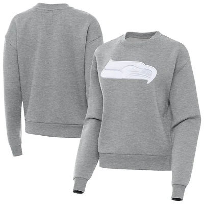 Women's Antigua Heather Gray Seattle Seahawks Victory Pullover Sweatshirt
