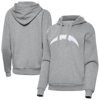 Women's Antigua  Heather Gray Los Angeles Chargers Victory Pullover Hoodie