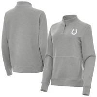Women's Antigua  Heather Gray Indianapolis Colts Crush Quarter-Zip Jacket