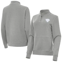 Women's Antigua  Heather Gray Jacksonville Jaguars Crush Quarter-Zip Jacket