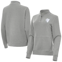 Women's Antigua  Heather Gray Los Angeles Rams Crush Quarter-Zip Jacket