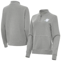 Women's Antigua  Heather Gray Miami Dolphins Crush Quarter-Zip Jacket