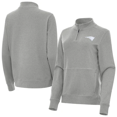 Women's Antigua  Heather Gray New England Patriots Crush Quarter-Zip Jacket