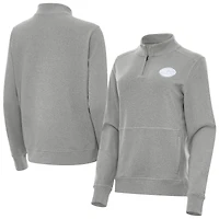 Women's Antigua  Heather Gray New York Jets Crush Quarter-Zip Jacket