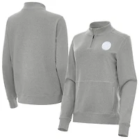 Women's Antigua  Heather Gray Pittsburgh Steelers Crush Quarter-Zip Jacket