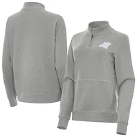 Women's Antigua  Heather Gray Carolina Panthers Crush Quarter-Zip Jacket