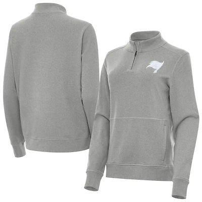 Women's Antigua  Heather Gray Tampa Bay Buccaneers Crush Quarter-Zip Jacket