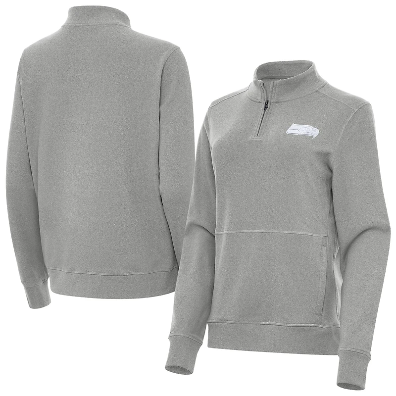 Women's Antigua  Heather Gray Seattle Seahawks Crush Quarter-Zip Jacket