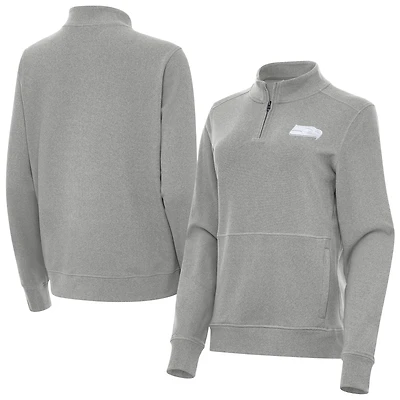 Women's Antigua  Heather Gray Seattle Seahawks Crush Quarter-Zip Jacket