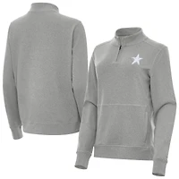 Women's Antigua  Heather Gray Dallas Cowboys Crush Quarter-Zip Jacket