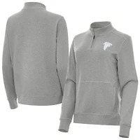 Women's Antigua  Heather Gray Atlanta Falcons Crush Quarter-Zip Jacket