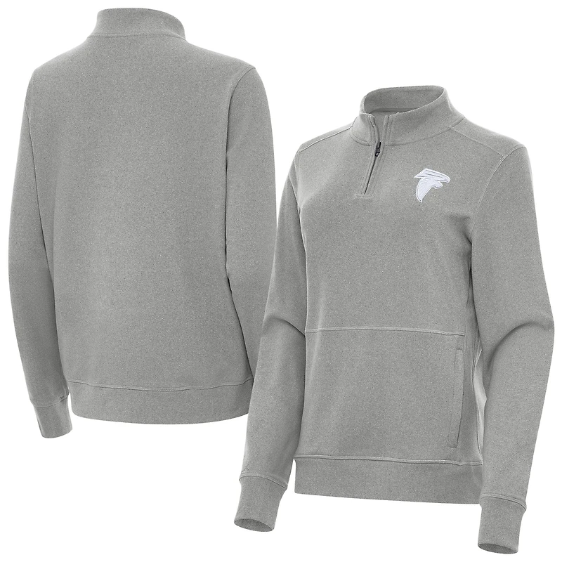 Women's Antigua  Heather Gray Atlanta Falcons Crush Quarter-Zip Jacket