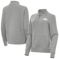 Women's Antigua  Heather Gray Baltimore Ravens Crush Quarter-Zip Jacket