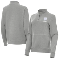 Women's Antigua  Heather Gray Chicago Bears Crush Quarter-Zip Jacket