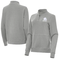 Women's Antigua  Heather Gray Cleveland Browns Crush Quarter-Zip Jacket