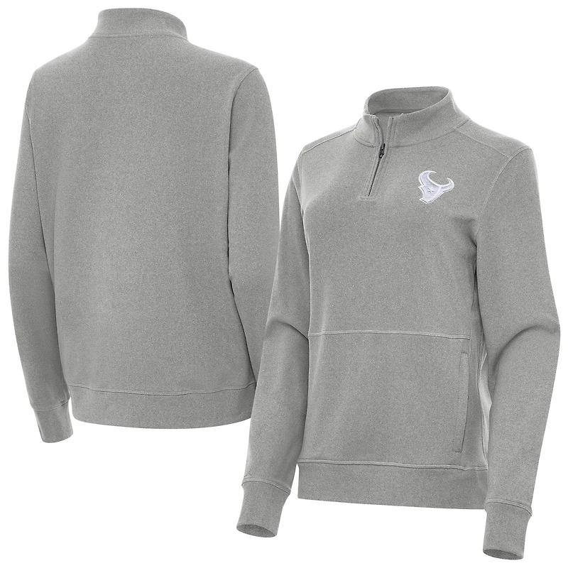 Women's Antigua  Heather Gray Houston Texans Crush Quarter-Zip Jacket