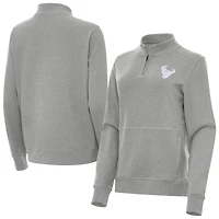 Women's Antigua  Heather Gray Houston Texans Crush Quarter-Zip Jacket