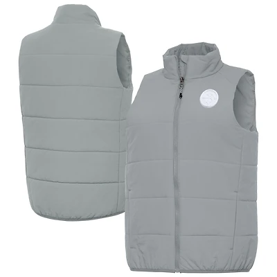 Women's Antigua  Gray Pittsburgh Steelers Experience Full-Zip Vest